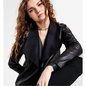 Bar III Black Faux Leather Jacket for Women
